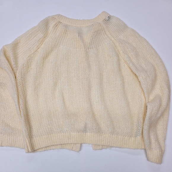 ZARA Cream Knit Button Front Cardigan Sweater Women's Size L Mohair Blend - Picture 6 of 8